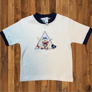 🐻 Vintage BabyGro Embroidered Fishing Bear Tee – Size 2T